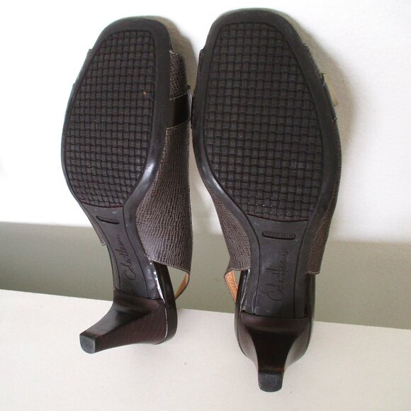 Cole Haan Nike Air Womens Brown Snake Leather Slingback Peep w/3" Heel-Size 8.5M - Picture 10 of 10